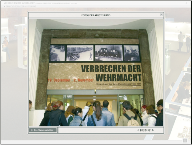 DVD-ROM Produktion zur Ausstellung ›Verbrechen der Wehrmacht‹, 2004. Konzeption: Hamburger Institut für Sozialforschung (www.his-online.de); Sustainable Media, Hamburg (http://sustainable-media.weebly.com); triplenine dynamic media GmbH, Hamburg (www.triplenine.com).